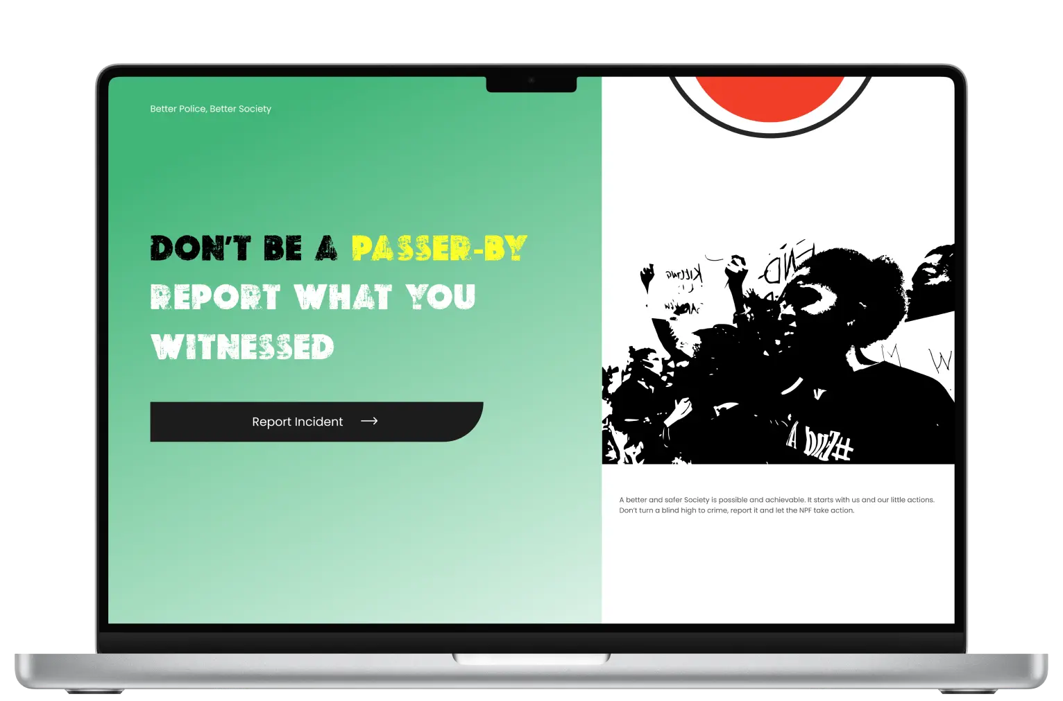 Desktop website mockup